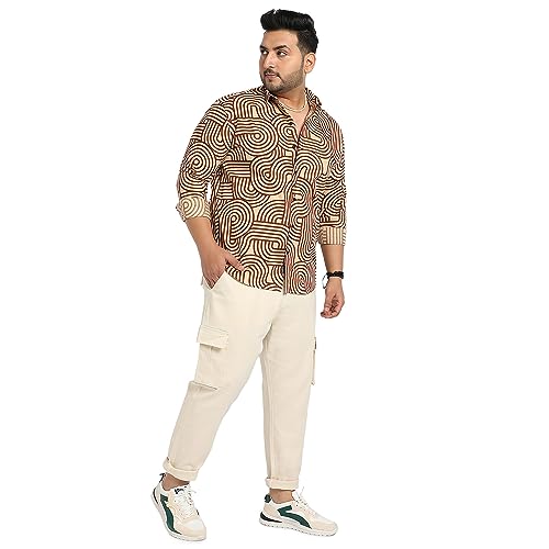 Image of Instafab Plus Men's Shirt for Casual Wear | Spread Collar | Short Sleeve | Button Closure | Plus-Size Fit | Cotton Shirt Crafted with Comfort Fit for Everyday Wear