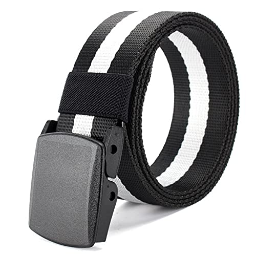Tactique Militaire Ajustable Ceinture Nylon Canvas Convient Pour Les Travaux Et Les Sports En Plein Air Boucle Plastique Sans Nickel Anti Allergie (Noir A,2 PièCe) Cover