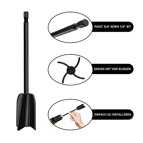 ACONDE Epoxidharz Mischpaddel, 5 Stücke Farbrührer, Epoxidharz Rührer Geeignet für 1/4 Bohrer, für die Meisten Dickflüssigen Flüssigkeiten, Farben, Beschichtungen