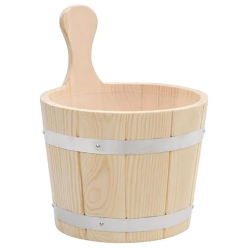 Seau de sauna et louche de sauna en pin massif - Accessoire de sauna naturel pour le bien-être et la détente - Bois non traité, PP et acier inoxydable - Durable et respectueux de l'environnement