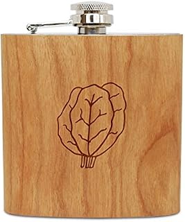WOODEN ACCESSORIES COMPANY Cherry Wood Flask With Stainless Steel Body - Laser Engraved