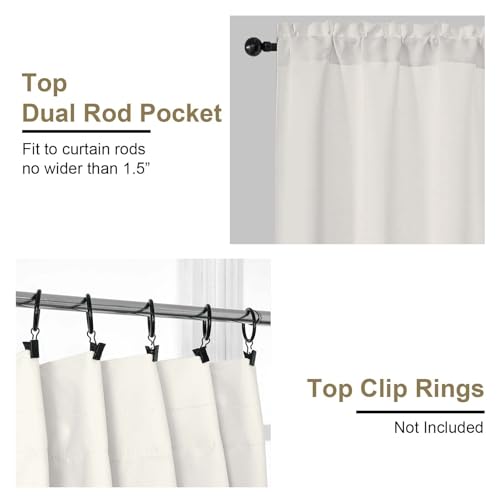 Image of Natural Room Darkening Curtains 90 Inches Long 2 Panels Set, Solid Thermal Insulated Soft Blackout Curtains for Bedroom, Dual Rod Pocket Window Treatments Drapes for Living Room, 2x50Wx90L