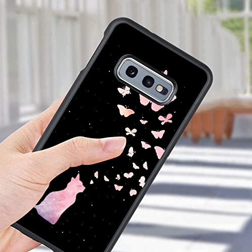 Ook Compatible With Samsung Galaxy S10E 5.8 Inch Case, [Built In Screen Protector],Cute Cat Butterfly Design Hard Pc Back Anti Slip Shockproof Protective Case For Samsung Galaxy S10E #TOP5
