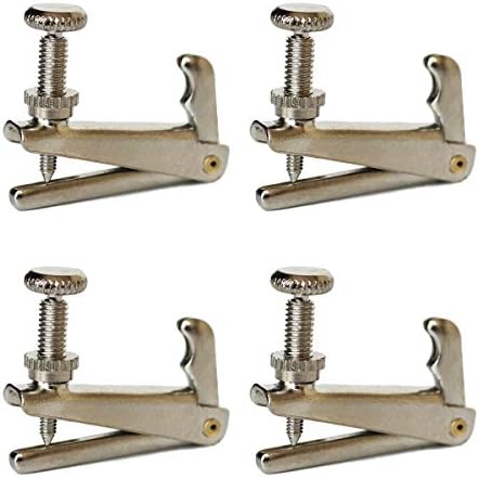 Jiayouy 4Pcs Violin Fine Tuners 3/4-4/4 String Adjuster Fine Tuner Violin Parts Silver