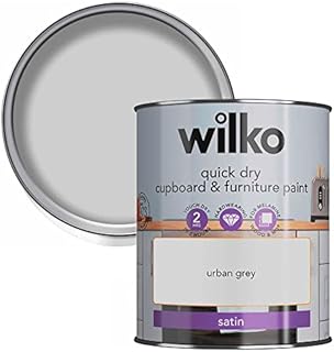 wilko Urban Grey Quick Dry Cupboard and Furniture Paint, Hardwearing Quick Dry Furniture Paint, Satin Finish Furniture Paint, 750ml