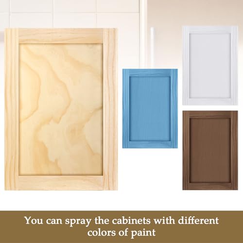 Cinnvoice 2 Pcs 16.25\'\' W x 22.5\'\' H Unfinished Pine Kitchen Cabinet Door Replacement with 4 Pcs Cabinet Hinges Wood Shaker Door Front Replacement for Kitchen, Bathroom, Vanity - Thumbnail 4