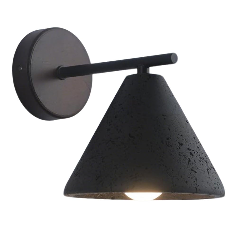 HUAYUSEDF American Industrial Style Black Travertine Wall Lamp, Creative Wall-Mounted Light Fixture, E26 Screw Single-Head, Bedroom Porche Storage Room Decorative Sconce