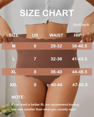 Asimoon Womens Seamless Underwear High Waisted No Show Panties Comfy Breathable Scallop Trim Full Coverage Ladies Panty thumb #5