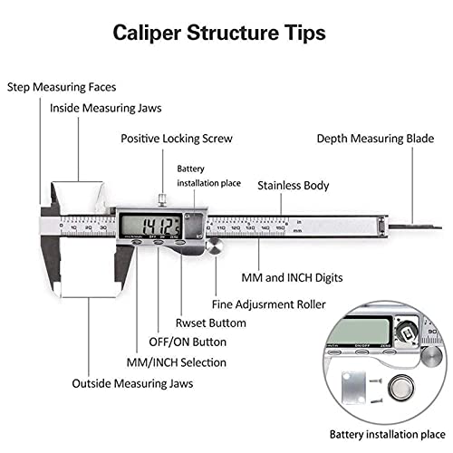 Caliper numérique Vernier antierreur de lecture 0-150mm écran LCD géant en acier solide