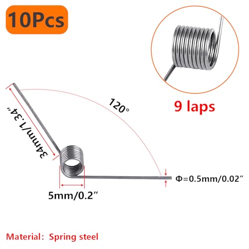 Ctyjia 10 Stück 120 Grad Kleine Torsionsfeder, 0,5 mm Drahtstärke 9 Windungen Metallfedern Ersatzfedern für Garten Schere Astschere Gartenschere Werkzeug Reparaturteile