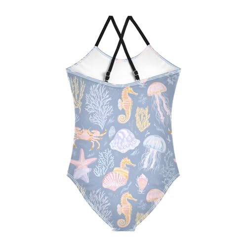 Underwater Animal Girls One Piece Swimsuits Summer Quick Dry Beach Bathing Suit2