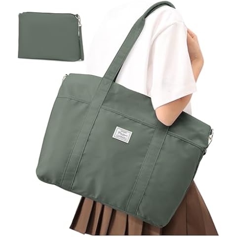 SYCNB Travel Tote Bag for Women, Laptop Tote Bag with Clutch Purse, Large Shoulder Bag for 14" Laptop,Top Handle Handbag for Travel, Work,Olive Green Cover