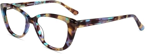 Firmoo - Anteojos de lectura para computadora con bloqueo de luz azul, diseño vintage, marco para mujeres Cateye TR90 con aumento