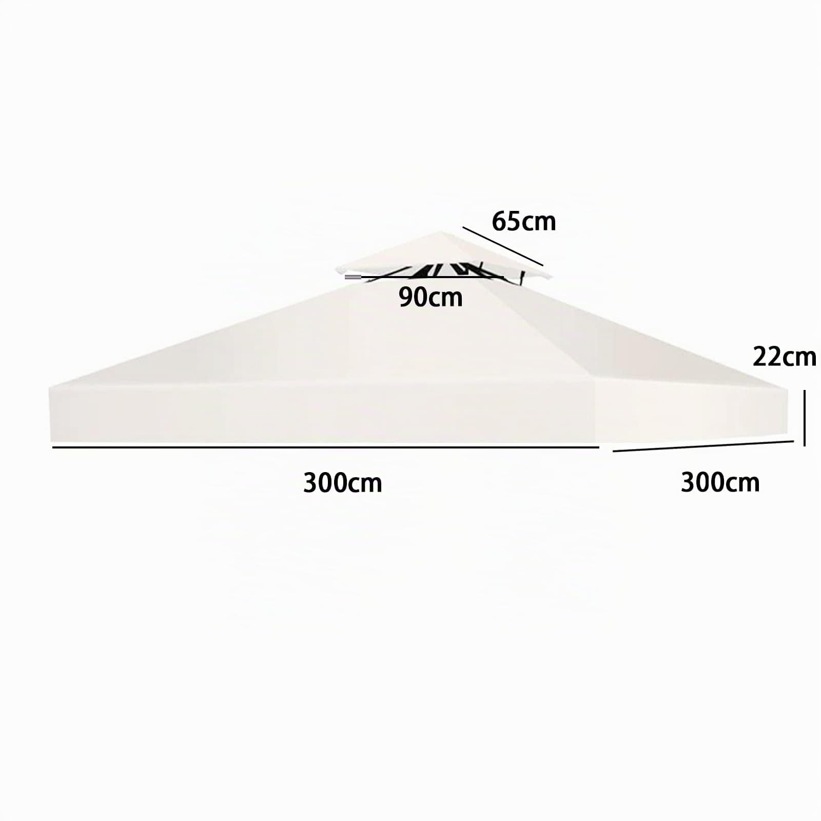 Gazebo di ricambio, 3 x 3 m, impermeabile, stabile, resistente all'inverno, 160 g/m², Crema, doppio tetto da giardino, gazebo pieghevole, per feste, copertura superiore a due livelli