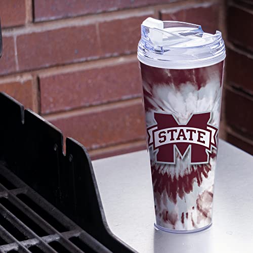 Image of Rico Industries NCAA Glitter 24oz Acrylic Glitter Tumbler with Hinged Lid, Officially Licensed Double Wall Tumbler with Straw