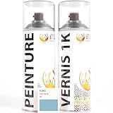 ipixline Kit Retouche Peinture Carrosserie Voiture   Bombe Aérosol Peinture Auto 400 ml, Vernis Brillant 1k 400 ml   Compatible avec Ford   Light Blue AX