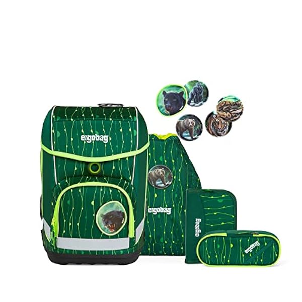 ergobag Cubo Unisex barnryggsäck, Rambazam björn, grön, en storlek, Rambazambjörn - grön, taille unique, Skolväska set