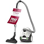 Bomann® aspirapolvere con filo, aspirapolvere, con sacco e sistema filtro 5 livelli - tubo telescopico in acciaio, spazzola pavimenti e bocchetta, 700 W, BS 9019 CB N bianco