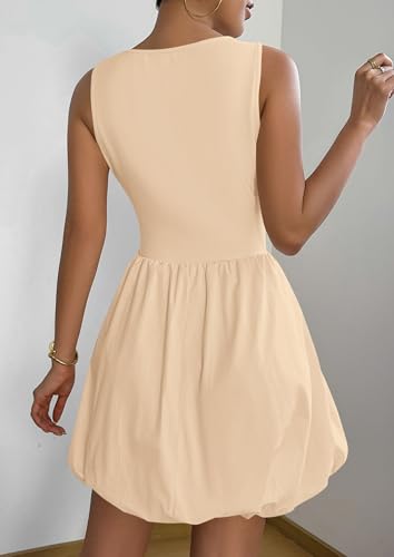 Image of PRETTYGARDEN Summer Dresses for Women 2026 Casual Mini Short Cocktail Dress Sleeveless Tank Crew Neck Bubble Sundress Pockets