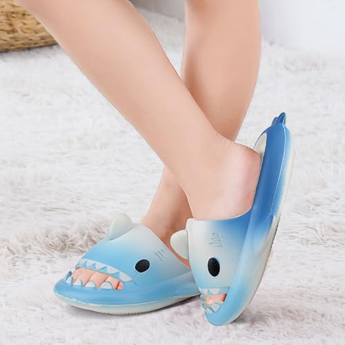 Image of Kids Shark Cloud Slides | Boys Girls Slip On Sandals | Toddler Beach Slippers | Youth Fish Flip Flops Pool Shower Shoes