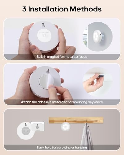 Image of GOODEA.fun Puck Lights with Remote, 13 RGB Colors LED Under Cabinet Lights, Rechargeable Baterry Operated Under Cabinet Lighting Tap Lights, Stick on Lights with Dimmer and Timer(3 Pack)