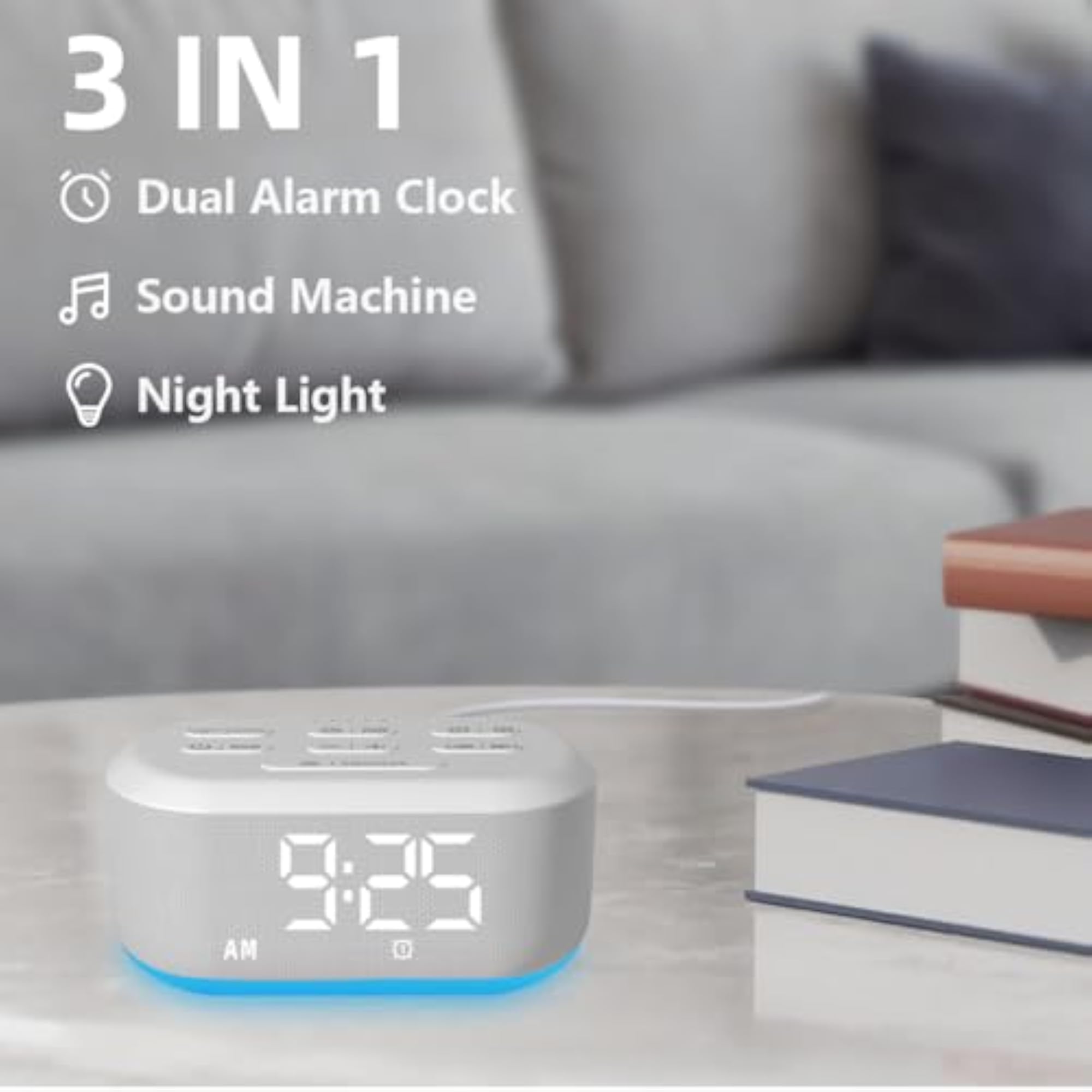 Small Digital Alarm Clock with Sound Machine