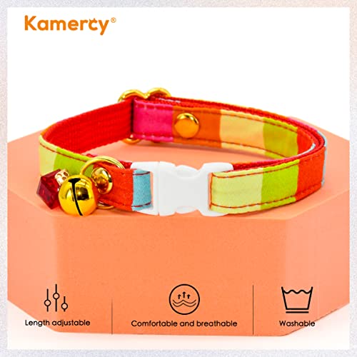 Kamercy Cat Collar With Charm, Pastel Rainbow Striped Cat Collar, Safety Breakaway Cat Collars, Strips Cat Collar, Xx-Small (6" - 10") #TOP4