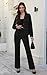 Women's 2 Piece Suits Business Casual Long Sleeve Solid Outfits Professional Blazer with Straight Leg Pants Office Sets Black
