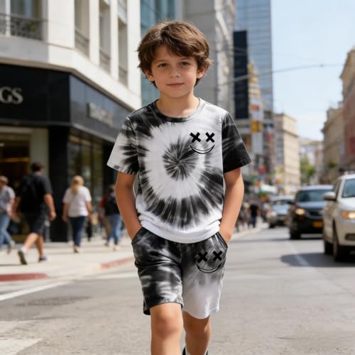 Image of Boys Clothes Size 6-12 Years Short Sleeve T-Shirt & Shorts Set Casual Spring Summer Outfits