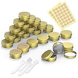 [Paket enthält] - 24 Leere Blechdose , 4 x Spatel, 2 x Blatt Etikett, ausreichende Menge für Sie zu verwenden.Gold Stickers Adhesive Label geliefert. Sie können es verwenden, um jede Aluminiumdose zu unterscheiden. Sehr praktisch für Ihr Leben.