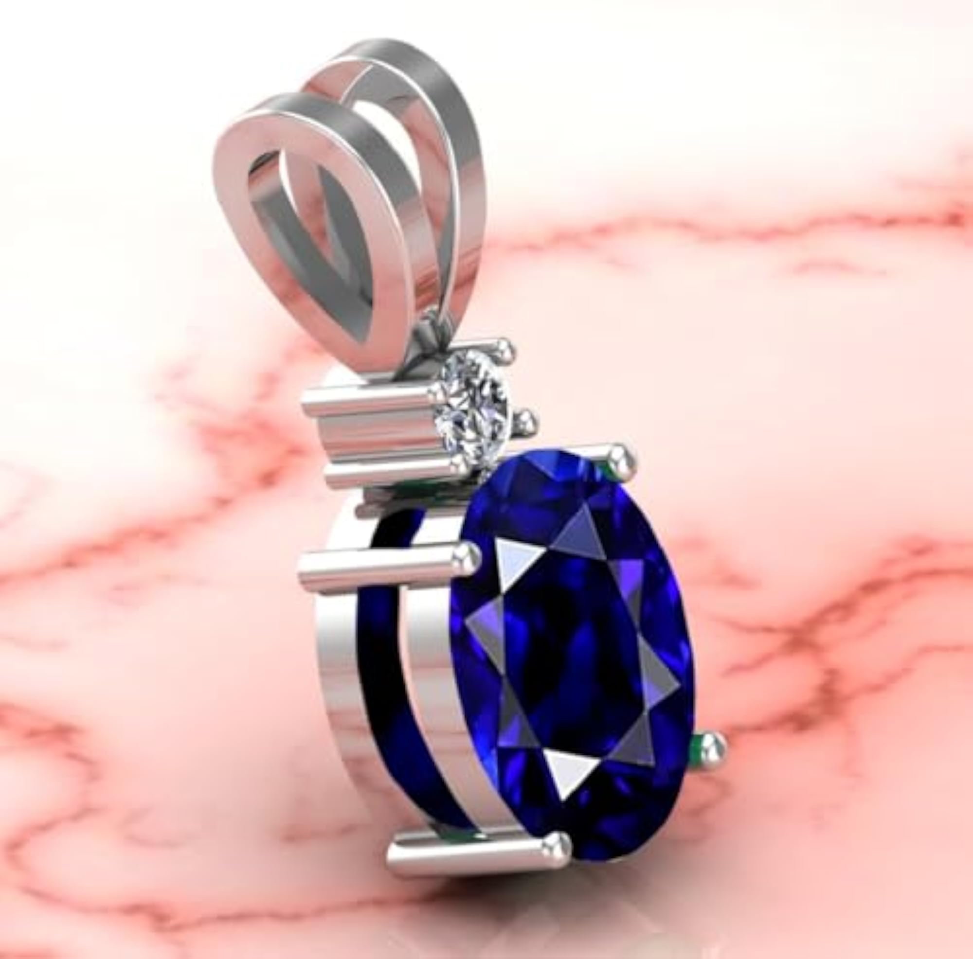 11.25 Ratti Blue Sapphire Silver Pendant Locket, AAA Quality