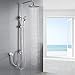Produktbild Auralum Chrom Duschsystem Ohne Wasserhahn, Mit Duschkopf Regenbrause 8 Zoll, 3 Funktionen Handbrause,Schlauch Und Halterung, Schwenkbarer Regendusche Arm, Höhenverstellbare Duschstange, Wandhalterung