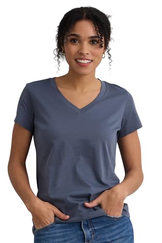 Women's 100% Organic Pima Cotton Relaxed Short Sleeve V-Neck T-Shirt