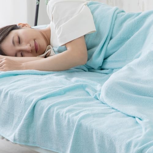 アイリスプラザ レーヨン100%タオルケット 天然由来素材 寝汗もさらっと 快適持続 しなやかシルクタッチ 抗菌防臭・制菌 洗濯機で丸洗いOK パイル地 夏用寝具 涼感 シングル アイスブルー CGRTK-14190のサムネイル