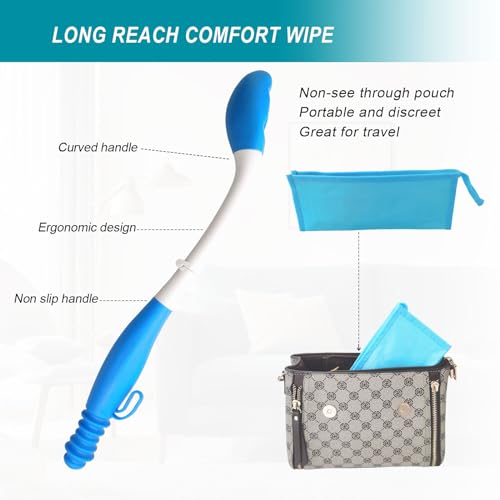 Foldable Toilet Aids for Wiping - Butt Wiper Self Wipe Assist Toilet Aid Wand - Long Reach Comfort Bottom Wiping Aid Tool - Daily Living Bathroom Aids for Limited Mobility - Thumbnail 4