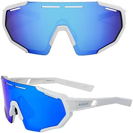 Rorzo Youth Baseball Shield Sunglasses Lightweight Sports Youth Sun Glasses for Softball, Cycling, Rowing, Golf& Running