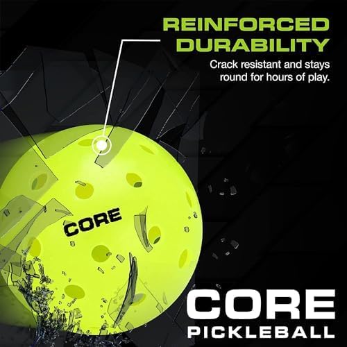 Miniatura 3 de CORE Pickleball Pelotas para profesionales y todos los niveles de juego  Juego de 4  50 bolas con 40 agujeros  Diseño duradero y sin costuras
