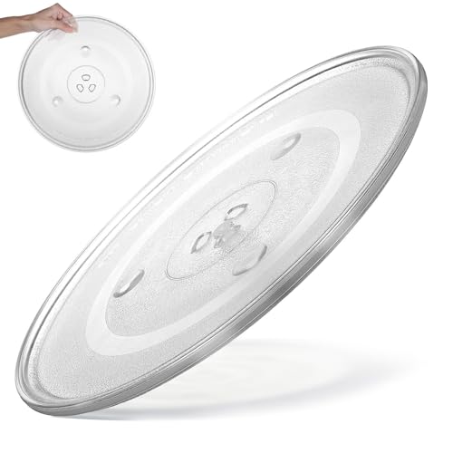 SHINEOFI Bandeja de Repuesto para Microondas de Vidrio Grueso Resistente Plato Giratorio con Ranura Antideslizante Accesorio Duradero para Horno-microondas