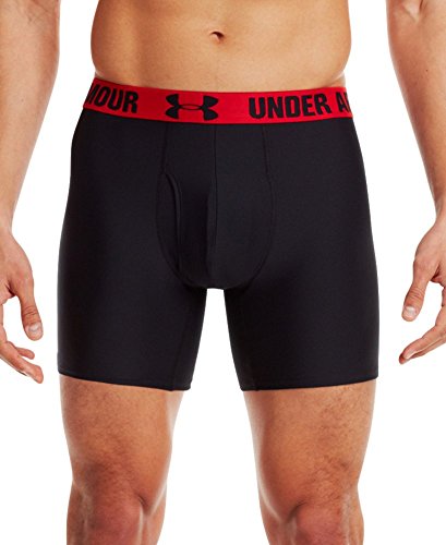 Under Armour Heatgear Performance Boxerjock 2 Pack - Mens Black / Red / Red Large