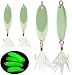 JSHANMEI Noctilucent Luminous Fishing Lures Metal Hard Bait Night Glow Sea Fishing Hard Baits Spoon Sequins with Feather Treble Hook (5g (Pack of 5))