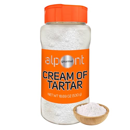 ALPONT GOURMET Cream of Tartar - Natural Leavening Agent - Food Grade Tartar Powder for Angel Cakes, Soufflés, Meringues - Prevents Sugar Crystallization - Whipped Cream Stabilizer - 18.69oz (530g)