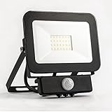 Innovate® LED Strahler mit Bewegungsmelder aussen 20W | IP65 Flutlicht Aussenstrahler | LED Scheinwerfer 230V mit Bewegungssensor | CRI80+ SMD Fluter Schwarz 120° Abstrahlwinkel (4000K neutralweiß)