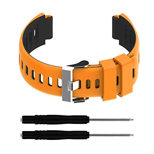Hotaluyt Reemplazo de la Correa de Reloj Deportivo Correa Banda Banda de Reloj para Garmin Forerunner 220/230/235/620/630 / 735xt, Naranja Negro