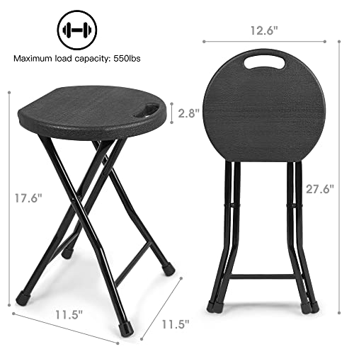 Folding-Stool-550lbs-Capacity-Foldable-Stool-with-Handle-Portable-Stools-for-Adults-Heavy-Duty-Folding-Chair-OutdoorIndoor-18-inch-Collapsible-Stool-for-CampingHomeSet-of-1-Black