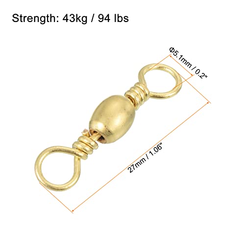PATIKIL Fishing Barrel Swivel, 30Pcs 94lb Carbon Steel Solid Ring Terminal Tackle, Golden, Black - Image 2