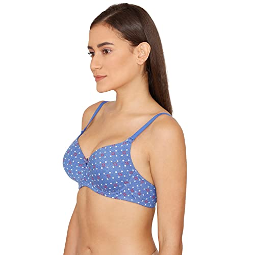 Image of Rosaline Padded Wired 3 /4th Coverage T-Shirt Bra for Women - Amparo Blue