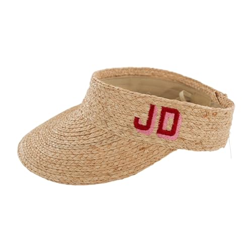 Personalized Straw Visor – Embroidered Monogram Sun Hat for Women,