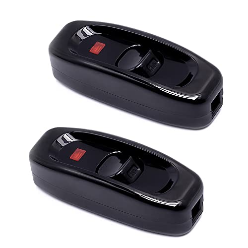 LanYing 2 Pcs Noir Interrupteur Lampe Inline Switch 250V 10A Interrupteur Intermédiaire avec Voyant Led Interrupteur à Cordon en Ligne pour Lampe de Chevet Lampe Table Câble éLectrique Miroir Lampe