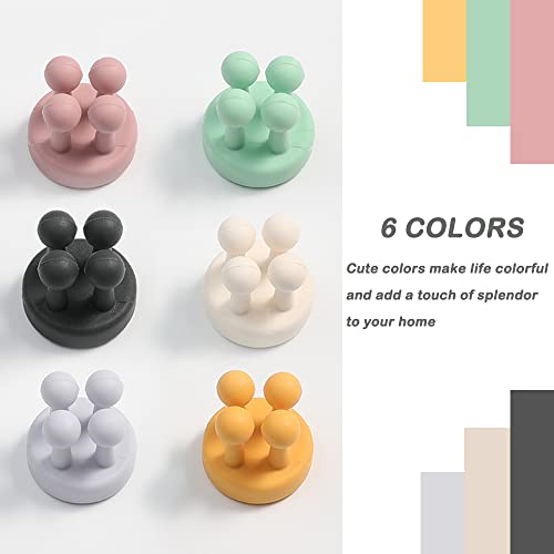 Basicon 6 Stück Bunte Klebehaken, Silikon Rasierer Halterung Rasiererhalter ohne Bohren Zahnbürsten Halterung Handtuchhaken Selbstklebend Mehrzweckhaken Schlüsselhaken für Küche,Haushalt, 6 Farben - Image 5