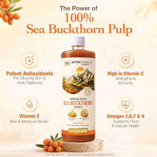 Image of Sugar.fit Himalayan Sea Buckthorn Juice 500ml | Rich in Natural Omega 3, 6, 7 & 9, Vitamin C & E | 100% Pure Seabuckthorn Juice | No Added Sugar | Supports Immunity, Glowing Skin & Gut Health
